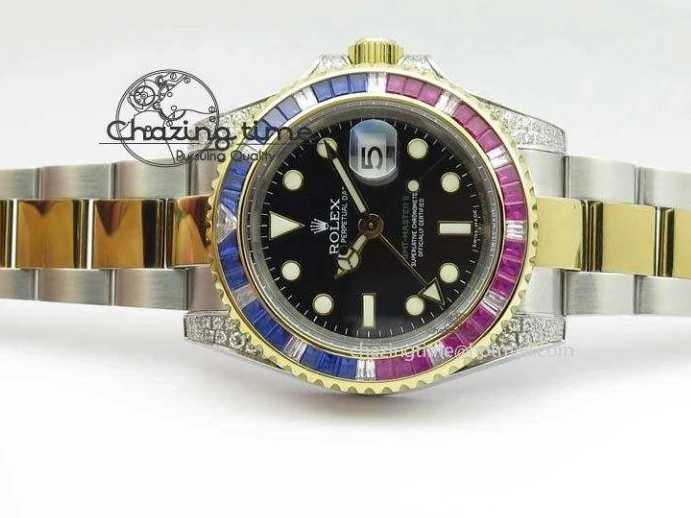 MiroTime 0511 GMT-Master II 116759 SS YG Bp-Maker Blue Red Ruby Crystal Black Dial On SS YG Bracelet A SmoothTexture 3771